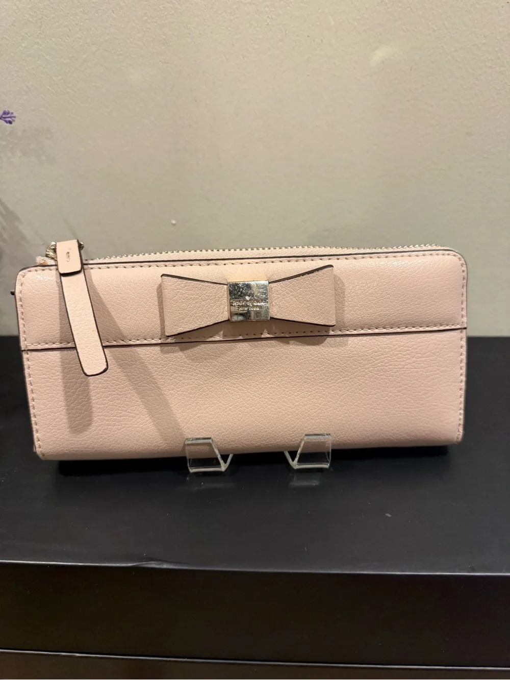 ♠️ kate spade Blush Pink Leather Bow Zip Wallet